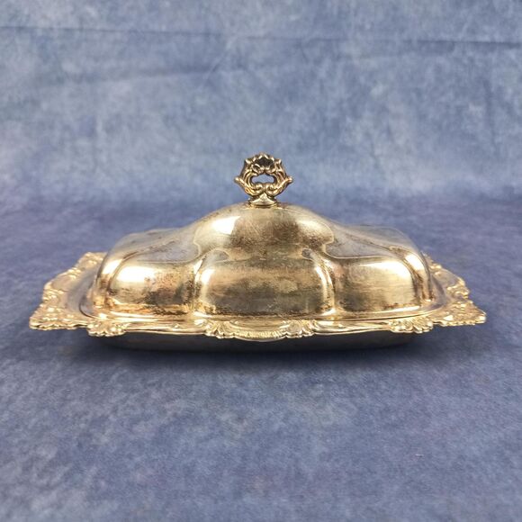 Vintage Ornamental Silver Plated Butter Dish With Original Glass Insert - Picture 1 of 7